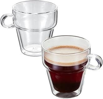 Judge Double Walled Glass Coffee Handled Mugs, Set of 2, 200ml - Vacuum Insulated, Handcrafted Artisan - Strong, Heat Resistant & Dishwasher Safe