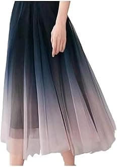 Tulle Skirts for Women High Waist Pleated skirt Tutu Skirt Tulle Mesh Floral Embroidery Layered Midi Skirt