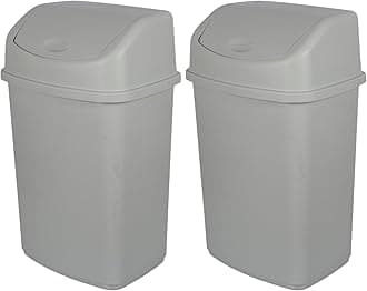 (Set of 2 Double Bin. 55L Extra Large Recycling Bins with Swing Lid – Durable Plastic Dustbin for Waste Management, Home & Office Use – Easy to Clean, 110L Total Capacity (GREY)