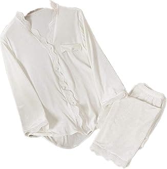 HUJINGLS Velvet Pajamas Women Autumn Winter Sleepwear Long Sleeve Casual Nightwear Pyjamas Suit Loose Home Clothes Lace Trim Sleep Set