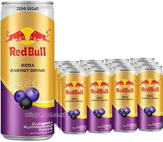 Red Bulls Zero Sugar Energy Drink, Blueberry Blackcurrant Flavor, Limited Edition Each 250ml X Pack of 10 (From Thailand)
