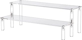 IHOMECOOKER Clear Acrylic Display Riser 2 Steps Cupcake Stand Shelf for Decoration and Organizer