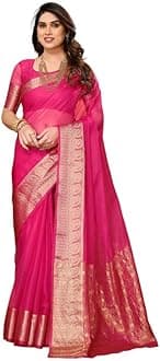 Satrani Women'S Organza Jacquard Border Saree With Unstitched Blouse Piece