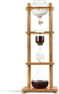 Yama Cold Brew Maker I Ice Coffee Machine With Slow Drip Technology I Makes 6-8 cups (32oz), Large Capacity Cold Brew Coffee Tower, Bamboo Straight Frame