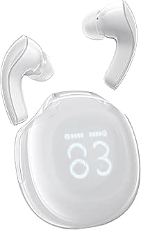 ACEFASTT9 Bluetooth Earphones True Wireless Earbuds 5.3 Headphones with ENC Noise Canceling Earbuds 30h Playback LED Power Display Built in Mic Headphones with IPX4 Waterproof for Sports White