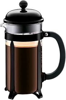 Bodum 34 Oz Chambord French Press Coffee Maker, High-Heat Borosilicate Glass, Stainless Steel, Black – Made in Portugal