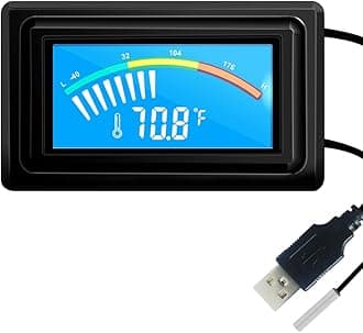 KETOTEK Digital Thermometer Temperature Gauge USB Power Supply with Sensor Probe for Aquarium Vehicle PC Case Incubators Brooders Climb Pet Fahrenheit & Celsius LCD Display