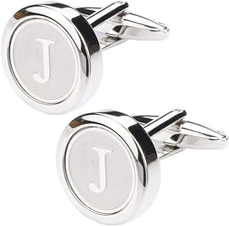 Dannyshi Men's Classic Stainless Steel Initial Cufflinks 26 Letters Business Wedding Shirts A-Z