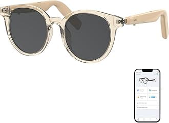 GetD Smart Glasses - Translucent Beige Frames, 100% UV & Glare Protection. Bluetooth AI Music Glasses for Men & Women with Polarized Lenses, AI Translator, 11H Battery Life, for Travel & Daily.