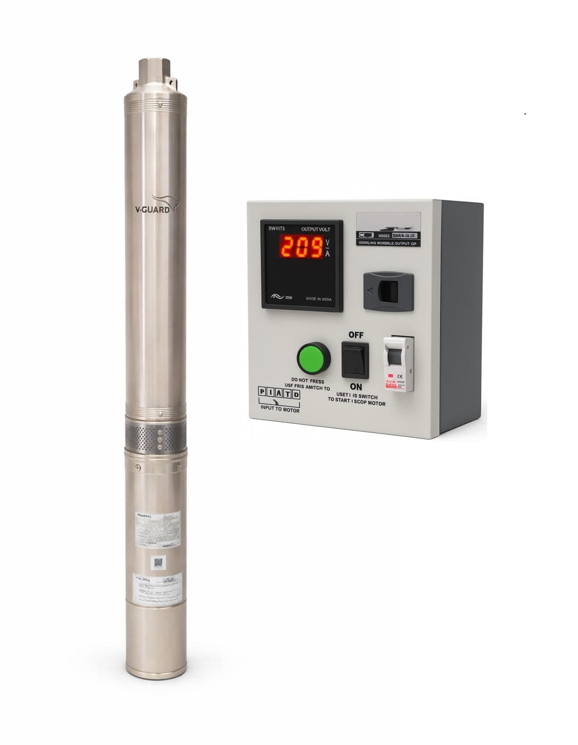 1.5 hp Submersible Pump, 12 Stage, Single Phase(NOVA-OT1512), for 100 mm borewell, with Compatible Digital Control Panel/Starter |NOVA-OT1512