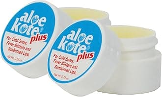 Aloe Kote Plus Medicated Lip Balm - .50 Oz. Jar - With Natural Moisturizing Oils and Hydrating Aloe Vera Gel - Alcohol-Free - Menthol, Phenol, and Camphor- Assorted Lip Care Pack - 2 pack