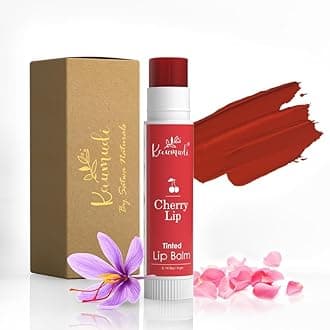 Handmade & 100% Natural 3in1 Lip Balm (Lip Tint | Cheek Tint | Eye Shadow) made with Rose & Saffron Essential oil | Best for Dry, Damaged & Chapped Lips | Hydrates & Moisturizes (Cherry Lip)