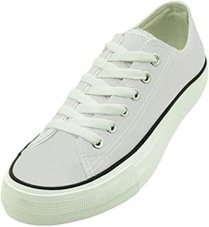 G4U-E3B27M Men's Canvas Sneakers Classic Lace Up Oxfords Students Fashion Shoes, Black, Red, Navy, White, Grey