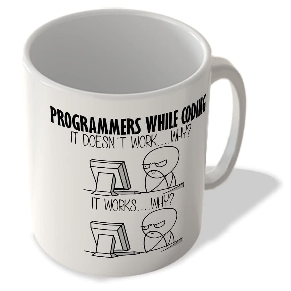 Programmers While Coding - Software Developer Mug, Ceramic, 11fl.oz.