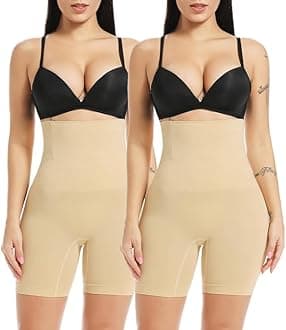 KROYWEN Women’s Nylon Spandex No Rolling Down High Waist Tummy Control/Tummy Tucker/Butt Lifter/Body Shaper Shapewear with Lace