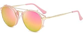 Dollger Double Lens Flip up Clip On Sunglasses Steampunk Style and Round Purple red Glasses for Men Women