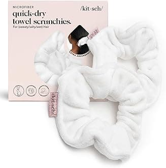 KitschMicrofiber Hair Towel Scrunchies - Ultra Soft, Large, 2 pcs (White) - Ideal for Thick, Thin, Curly or Straight Hair - Fast Drying Magic - Perfect for Women and Girls - Machine Washable