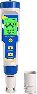 Pool Salt Tester pH Meter, Digital 5 in 1 pH EC TDS Temp Salinity Tester for Saltwater Pool Hot Tubs Spa Aquarium, pH and EC PPM Meter for Nutrients Growing
