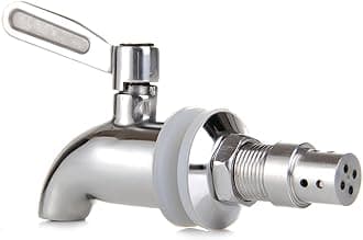 Replacement Spigot Spout for Beverage Dispenser, Solid Stainless Steel Water Dispenser Replacement Faucet with Anti-Clogging Cap Polished Finished