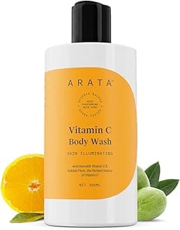 Arata 1% Vitamin C Daily Glow Body Wash For Soft & Even Toned Skin | Helps to Reduce Fades Dark Spots & Pigmentation | Long Lasting Fragrance | No Parabens No Sulfates | 300ML