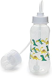 Hands-Free Baby Bottle - Anti-Colic Nursing System 9 oz Baby Bottle with Fast Flow Nipple/Teat 3m+ with Tube Straw Feeding System for Toddler (1 Bottle - Dinosaur)
