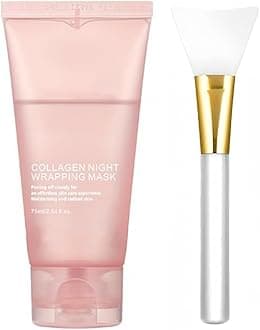 Collagen Overnight Wrapping Peel Off Facial Mask Pack,Hydrates and Tightens Skin,Reduces Sagging,Elasticity & Hydration Care with Brush 2.54 fl.oz