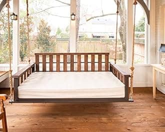 Solid Wood 2 Seater Rope Swing Chair | Wooden Hammock Swing Sofa with Rope & Complete Accessories for Living Room, Indoor, Outdoor, Balcony & Garden | House Big Swings Jhula | Brown Finish