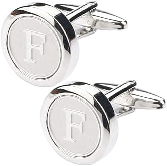 Dannyshi Mens Classic Stainless Steel Initial Cufflinks 26 Alphabet Initial Letter Cufflinks Business Wedding Shirts A-Z