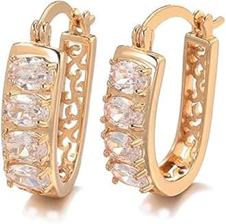 Shining Diva Fashion 18k Rose Gold Plated Latest Fancy Stylish Copper Zircon Bali Earrings for Women and Girls