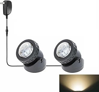 Pond Lights, Underwater 12 LEDs Landscape Spotlights, IP68 Waterproof Submersible Fountain Lights for Garden Yard Aquarium Pond Fountain Waterfall, Warm White (Set of 2)