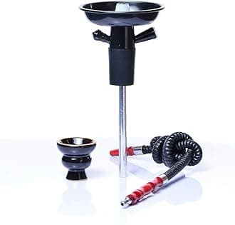 Portable Bottle Water Pipe Handle, Hookah Shisha Set/Kit, Ceramic Shisha Bowl, Hookah Hose, Handle, Suitable for Glass Bottles, Wine, Champagne, Black