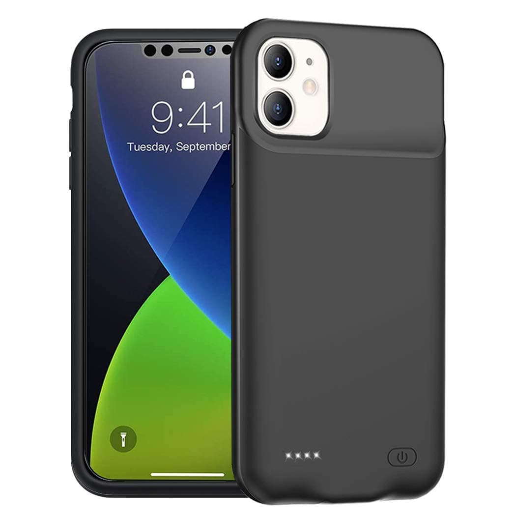 Battery Case for iPhone 12 Mini, 6000mAh Portable Protective Charging Case Compatible with iPhone 12 Mini (5.4 inch) Rechargeable Extended Battery Charger Case (Black)