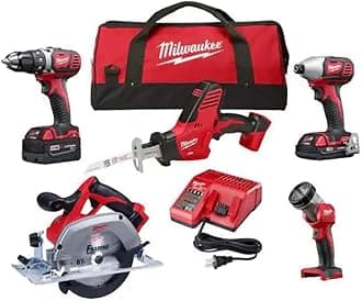 M18 18-Volt Lithium-Ion Cordless 5-Tool Combo Kit, 2 Batteries, Charger, Carrying Case