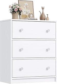 Nicehill Chest, Drawer, Wooden Frame & Fabric Drawer, Metal Handle, Clothes Storage, Easy Assembly, Stable, 3 Tiers (Width 22.8 x Depth 11.8 x Height 27.4 inches (58 x 30 x 69.5 cm) (White)