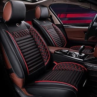 Custom Car Seat Covers Fit for K5 2021-2022 5-Seat Full Set All Weather PU Leather Front Rear Seat Protector with Waterproof Airbag Standard Edition Black Red