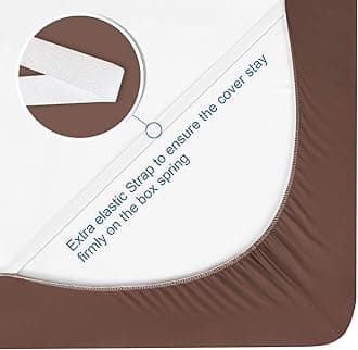 SPRINGSPIRIT Box Spring Cover Queen Size with Smooth and Elastic Woven Material, Alternates for Bed Skirt, Wrinkle & Fading Resistant, Washable, Dustproof, Brown