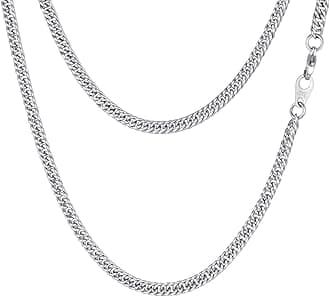 Men Curb Chain Necklace 18K Gold Plated/Stainless Steel/Black Chunky Double Tight Cuban Link Hip Hop Neck Chains for Men Boys 3.5MM/5MM/6MM/7MM/9MM/12MM 14''-30'' 8 Length Options (Send Gift Box)