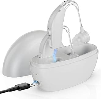 Digital Hearing Amplifier - (Pair of 2) Personal Hearing Enhancement Sound Amplifier, Rechargeable Digital Hearing Amplifier with All-Day Battery Life, White