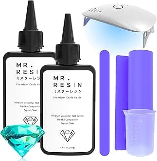 MR. RESIN UV Resin kit with Light (200g Kit) Crystal Clear UV Epoxy Resin for Crafts, Jewelry Making, Keychains, Molds, Doming, Rock Painting - Fast Curing with UV Lamp, LED, and Sunlight
