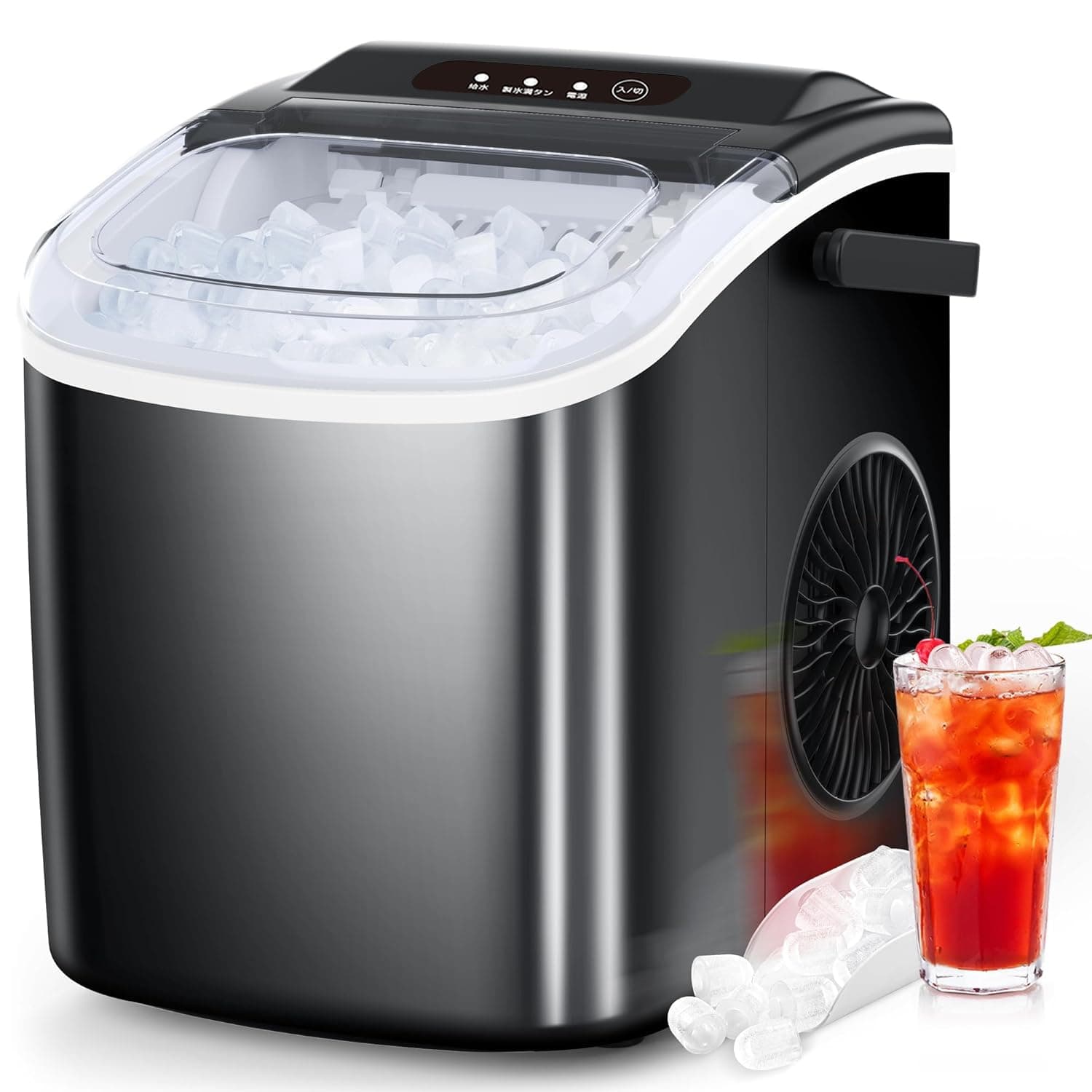 COWSAR Ice Maker, For Home Use, 6-Minute High-Speed Ice Maker, Automatic Cleaning Function, 4.2 gal (1.2 L) Large Capacity Tank, 2 Types of Ice Sizes, Quiet, Auto Shut-off Lack of Water, Dinner Drink, Home Drink, Office Drink, Japanese Instruction Manual Included