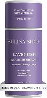 Lavender Natural Deodorant for Women & Men, Aluminum-Free, Baking Soda-Free, 12-Hour Odor Protection, Plant-Based Formula - Soothing Lavender Scent, Gentle on Sensitive Skin