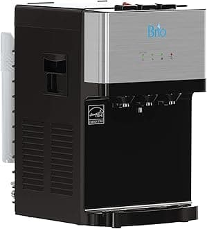 Brio Countertop Self Cleaning Bottleless Water Cooler Dispenser with Filtration - Hot Cold and Room Temperature Water. Free Extra Replacement Filters Included - UL/Energy Star Approved