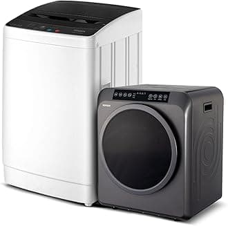 30LBS Full Automatic Washing Machine and 3.5CuFt Portable Clothes Dryer Set, Electric Laundry Washer and Dryer Combo Set with Stainless Steel Inner Tub, for Apartment, Dorms, Home