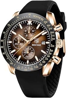 BENYAR - Stylish Wrist Watch for Men Silicone Strap Watches Quartz Movement, Waterproof and Scratch Resistant, Analog Chronograph Business Watch Mens Gift.
