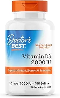 Vitamin D3 2000 IU Softgels for Men & Women - Vitamin D Supplement for Immune System & Heart Health Support, 50 mcg per Serving, Vit D 3, Non GMO, Gluten Free, Soy Free - 180 Softgels