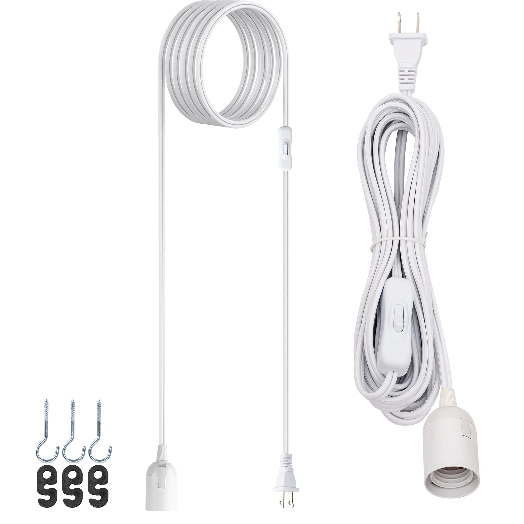 JACKYLED Extension Hanging Lantern Cord Cable 15Ft UL 360W with E26 E27 Socket On/Off Button Pendant Lighting