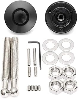 ANJOSHI 2Pack Quick Release Latch Universal 2.44in/62mm Diameter Universal Aluminum Alloy Push Button Quick Latch Hood Pins Lock Clip Kit for Auto Car Hood Pins Lock(2Pack Pro)