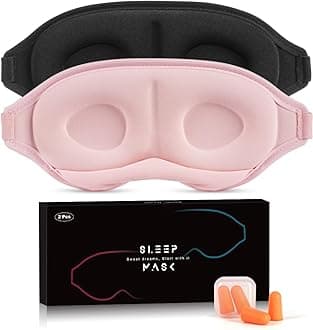 AosunSleep Mask, 2 Pack Super Soft 3D Eye Masks-100% Blackout Comfortable Eye Mask for Sleeping with Adjustable Straps-Our Sleep Eye Mask Suitable for Travel and Meditation (Black Pink)