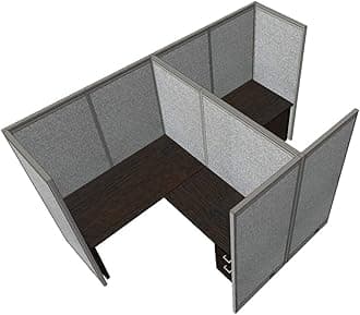 G O F Double 2 Person Workstation Cubicle (11'D x 6'W x 4'H) / Office Partition, Room Divider (72" H Cubicle with Desk, Espresso)