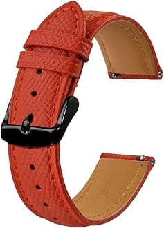 BISONSTRAP Texture Leather Watch Straps for Women and Men, Watch Replacement Bands with Quick Release, 16mm 18mm 19mm 20mm 22mm